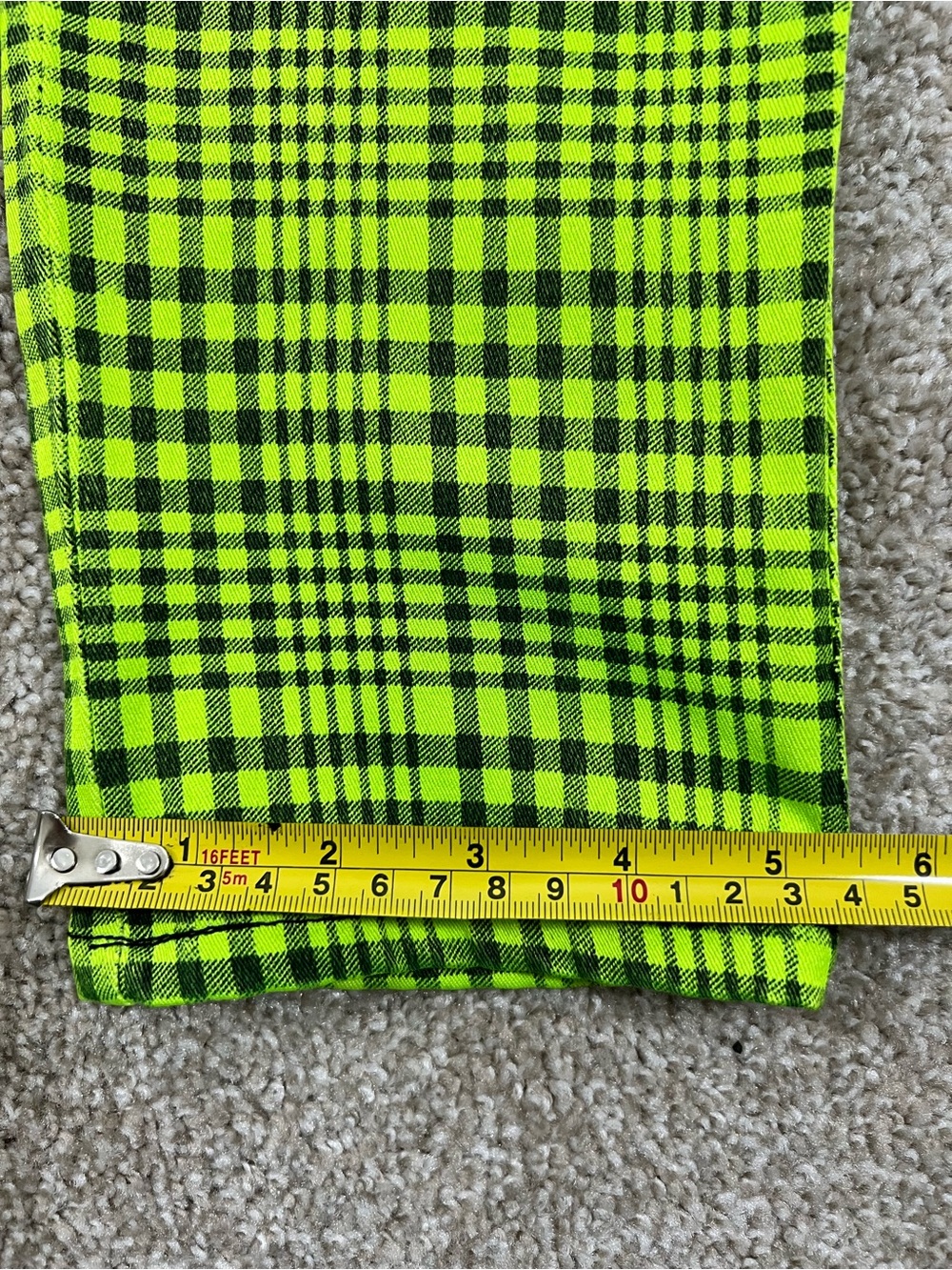 Tripp NYC Neon Lime Plaid Zipper Skinny Jeans .  Size 15 - Picture 9 of 10